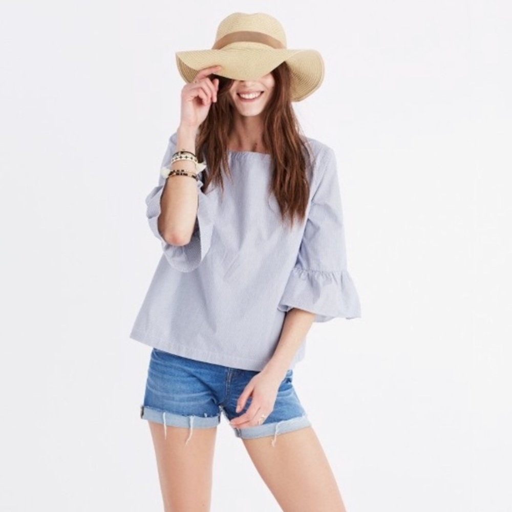 COPY - Madewell Striped Bell Sleeve Top used Size…
